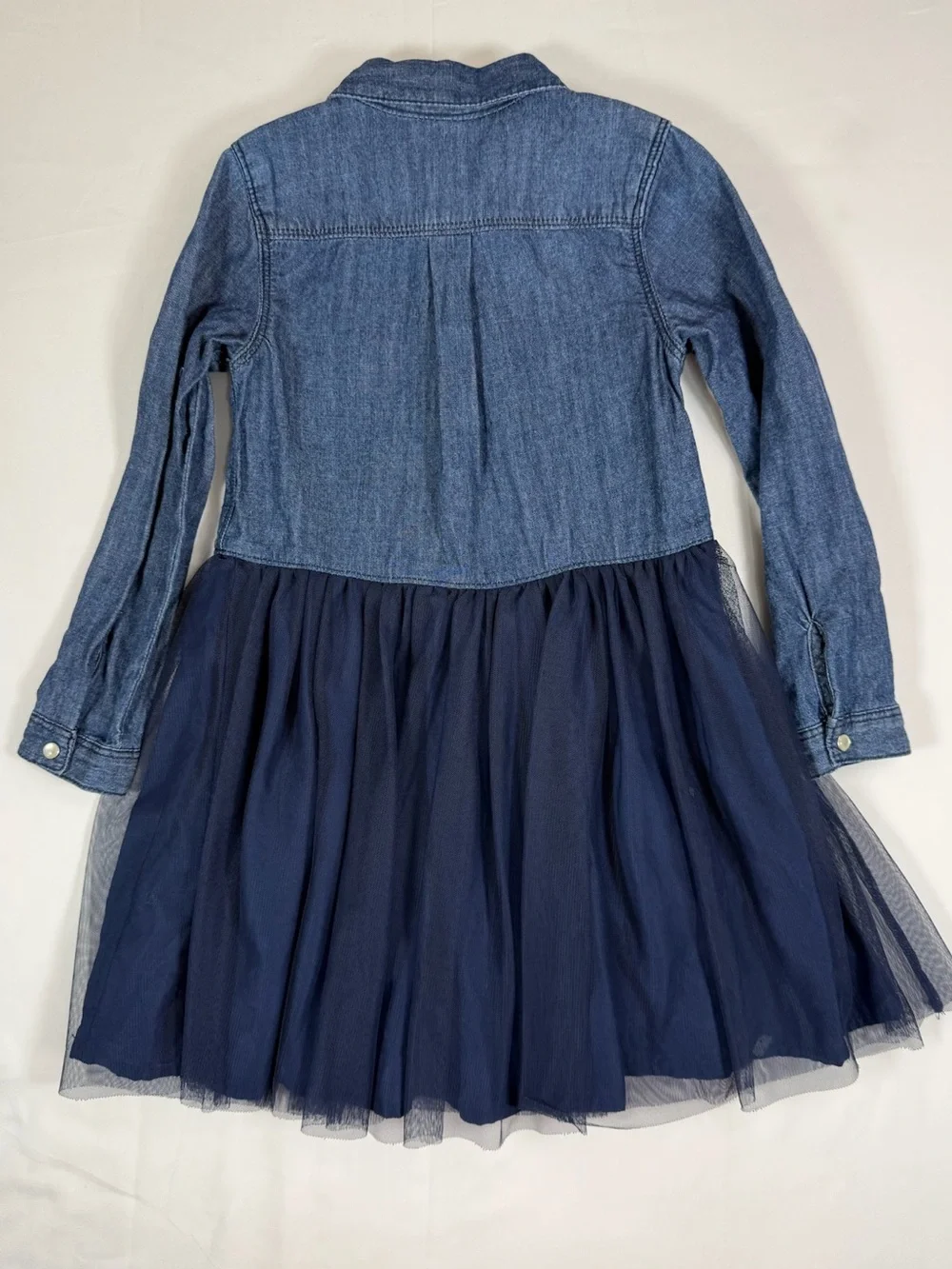OSHKOSH B'GOSH Girls' Denim Shirt Chambray Tulle Dress Western Cowgirl Size 5T